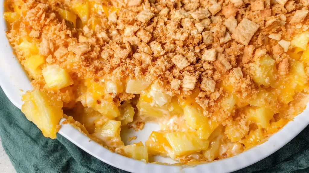 Pineapple Casserole with Ritz Crackers and Cheese