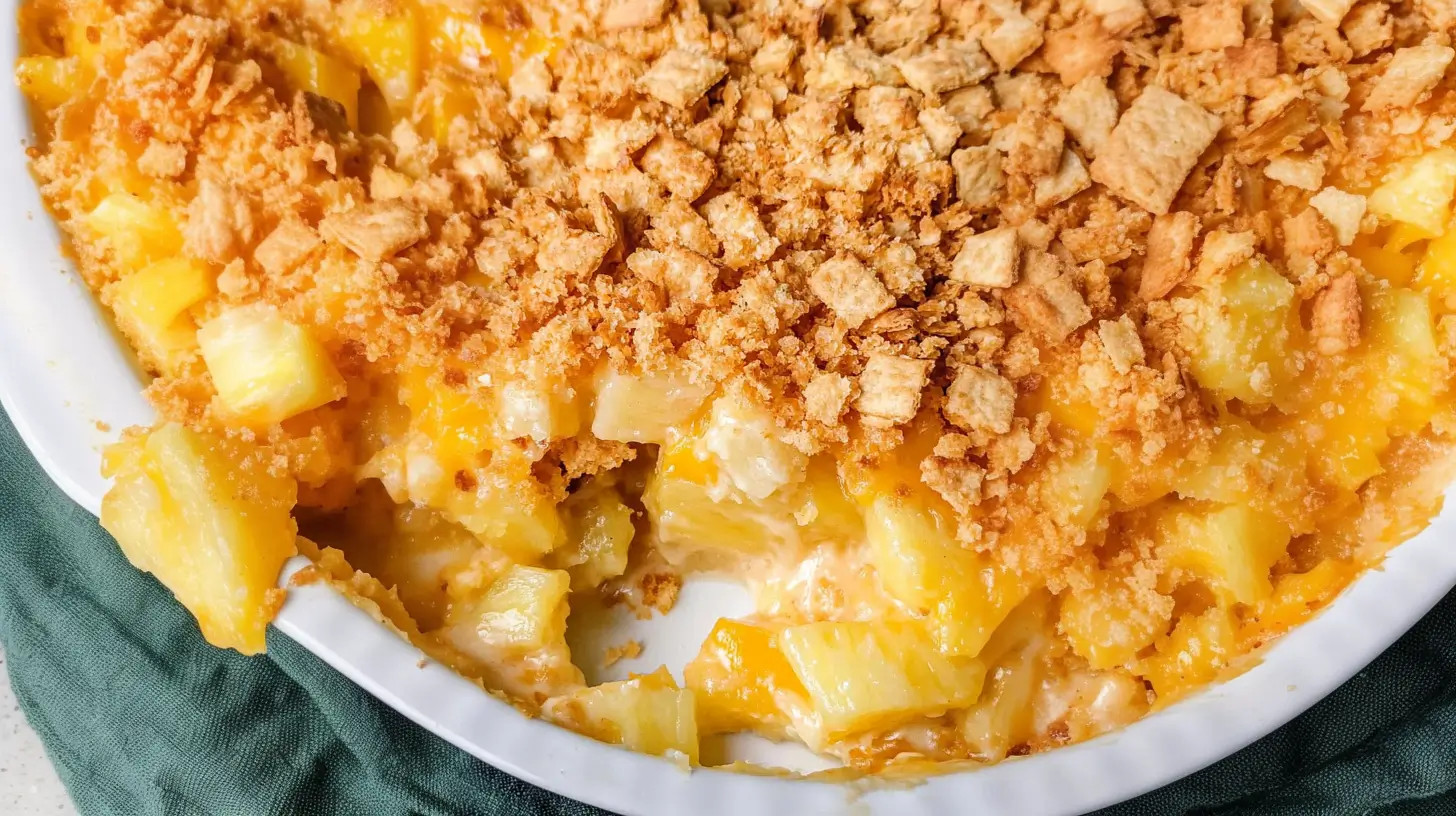 Pineapple Casserole with Ritz Crackers and Cheese