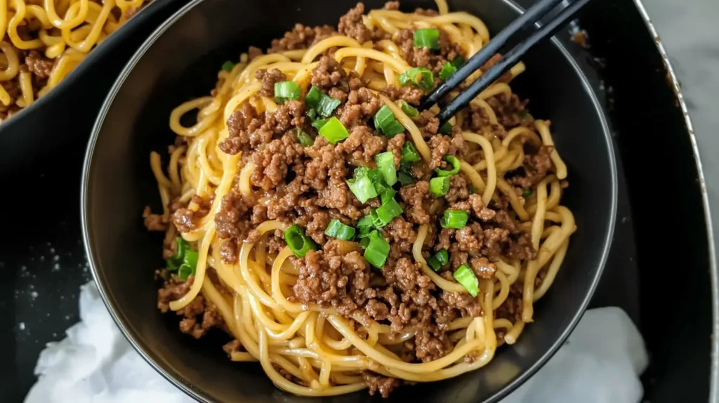 Mongolian Ground Beef Noodles
